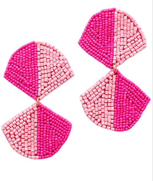 Beaded Double Fan Earrings