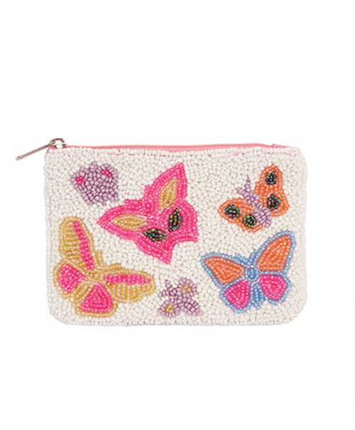 Beaded Butterfly Coin Pouch