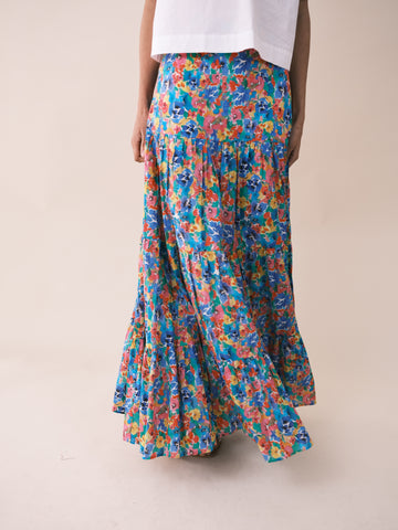 Narissa Maxi Skirt in Rosy Night Floral