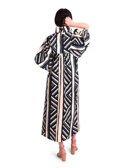 Stella Midi Dress in Plaid Noir
