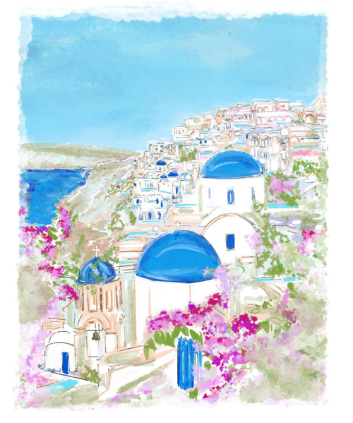 Greece Santorini Blues Art Print - 11x14