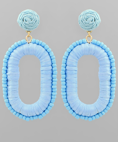 Beaded Open Raffia Earrings