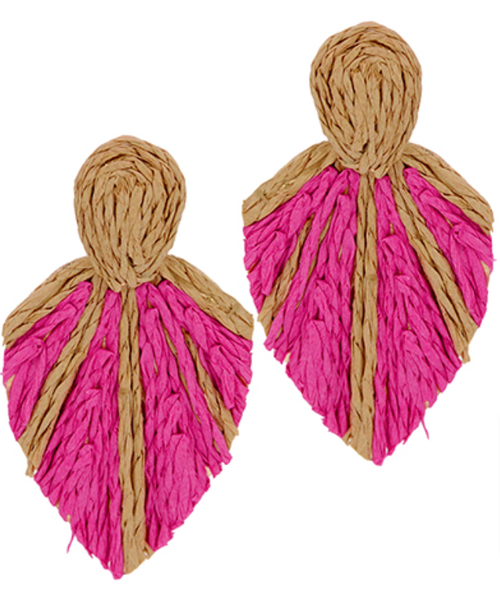 Baha Raffia Leaf Earrings