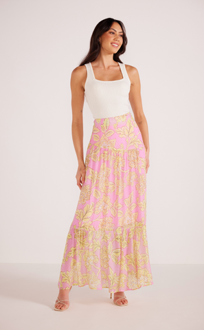 Portia Skirt in Pink Ditsy