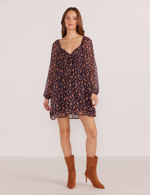 Regal Floral Babydoll Dress