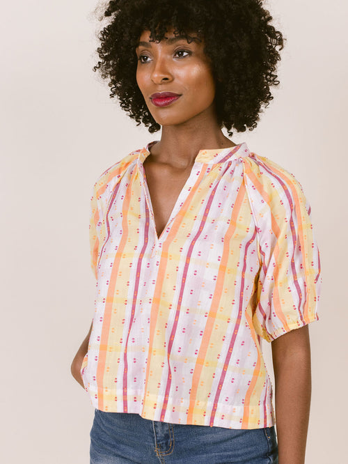 Henley Blouse in Candy