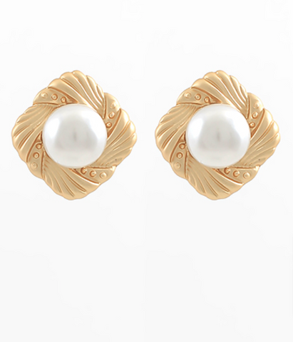 White Bamboo Hexagon Earrings