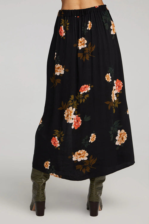 Narissa Maxi Skirt in Rosy Night Floral