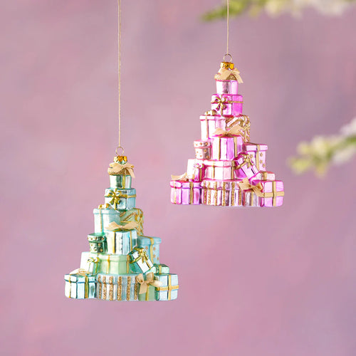 Glass Stack of Presents Ornament