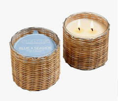 Blue Seaside Woven Candle