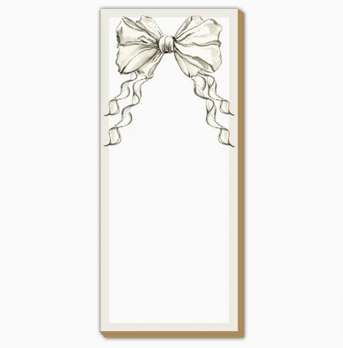 Creme Colored Bow Skinny Notepad