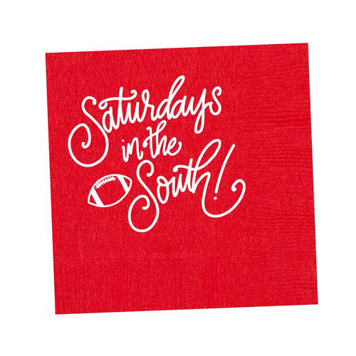 Saturdays in the South Cocktail Napkins - Red