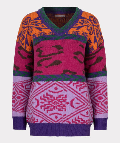 Ruffled Sleeve Sweater in Petunia
