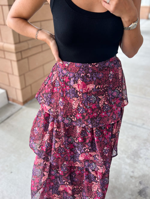 Natalia Maxi Skirt in Midnight Floral
