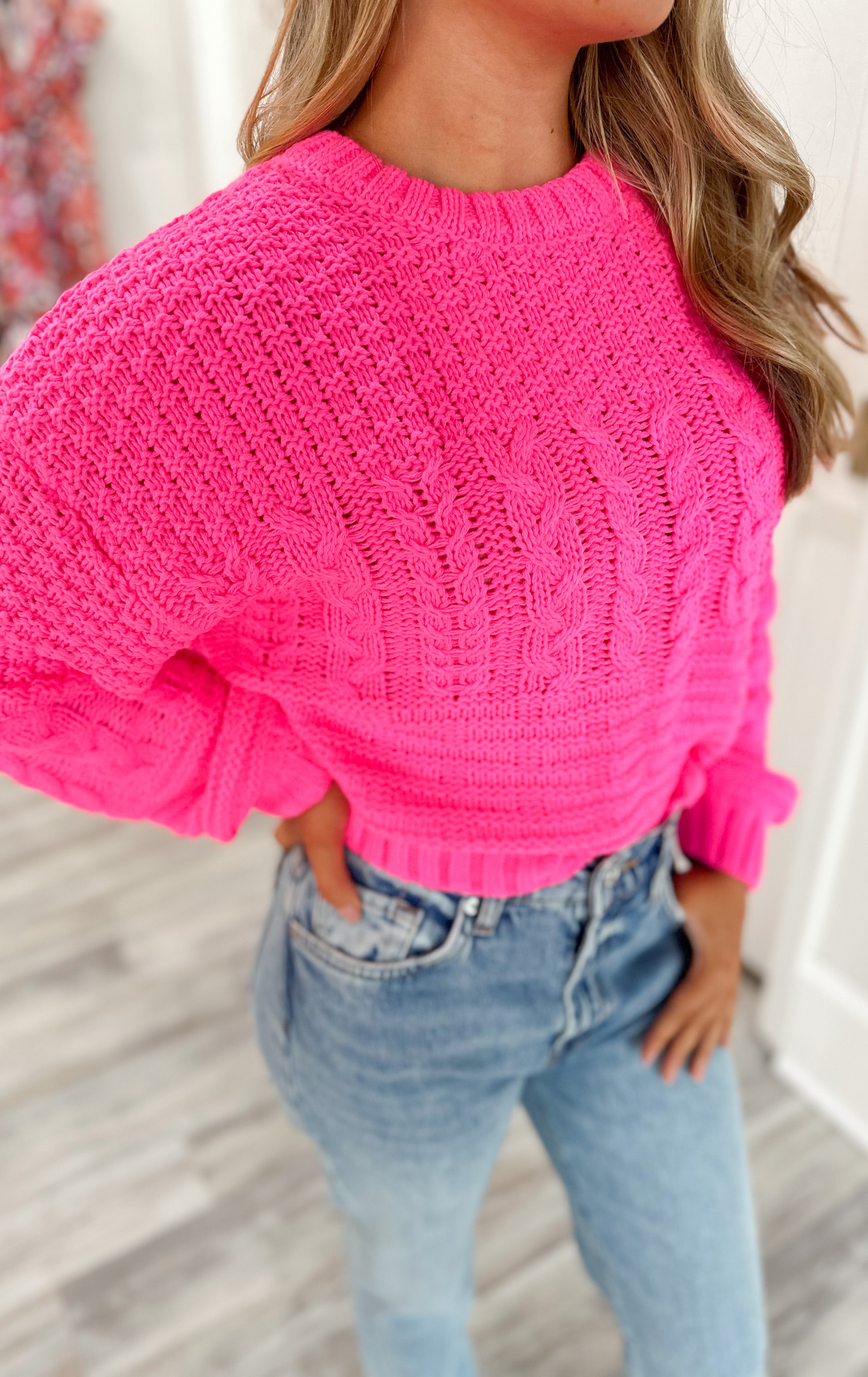 Neon Pink Knit Sweater