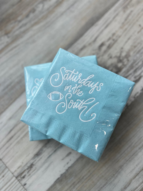 Saturdays in the South Cocktail Napkins - Light Blue