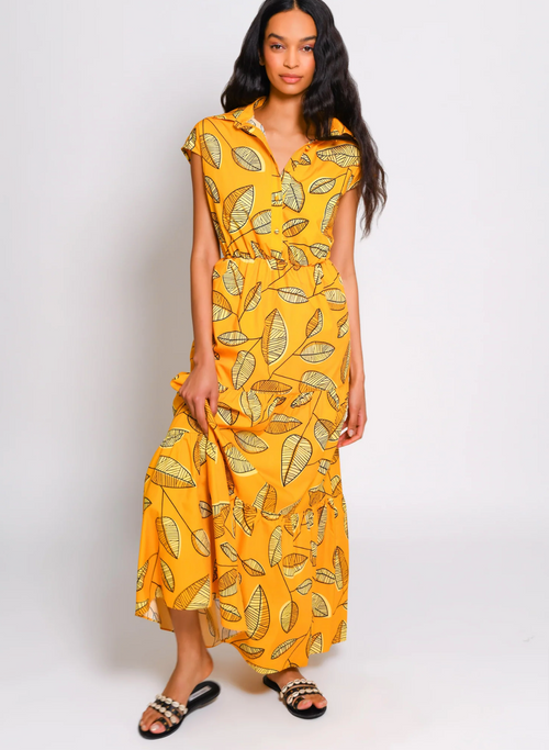 Mandi Dress in Yellow Leaves