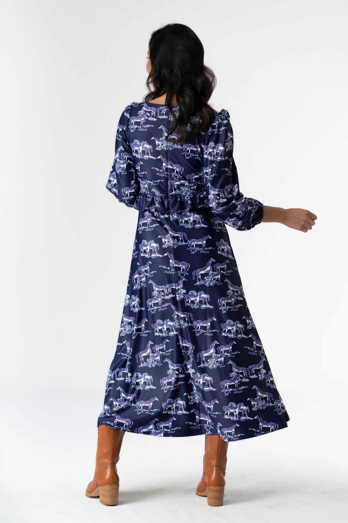Dorothea Dress in Navy Horse Toile