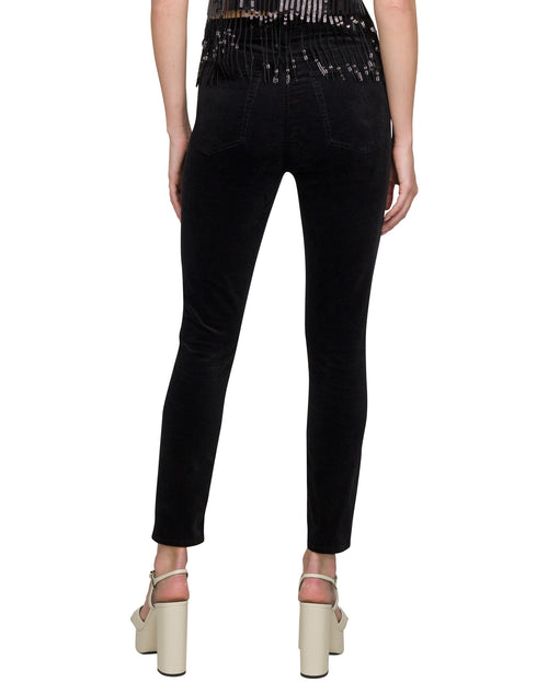 High Waist Ankle Skinny in Black Velvet