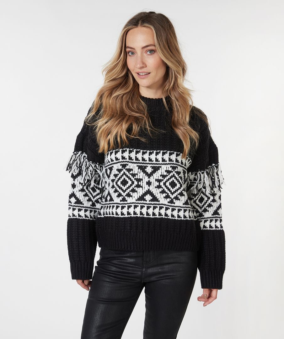 Jacquard Fringe Sweater