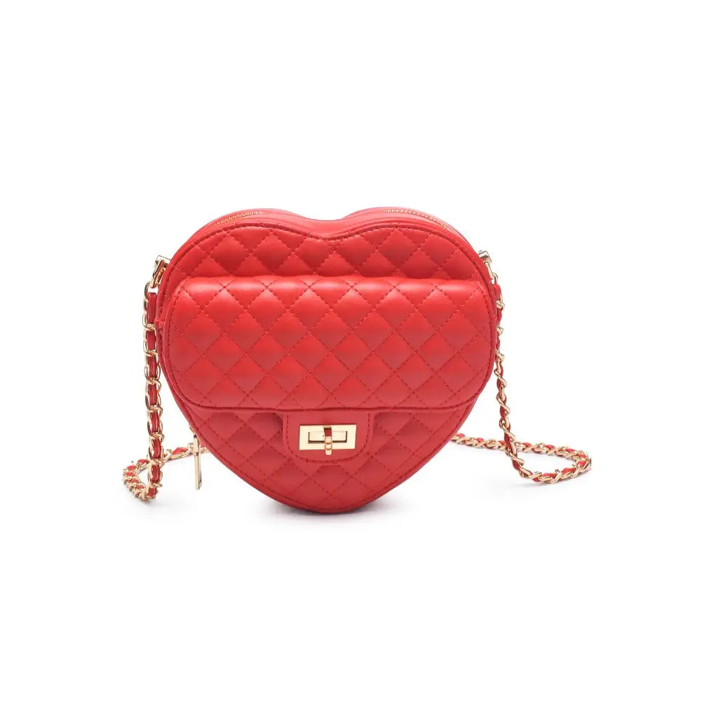 Quilted Heart Crossbody Bag - Red