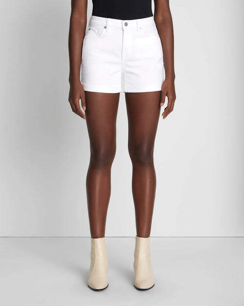 Mid Roll Short in Broken Twill White