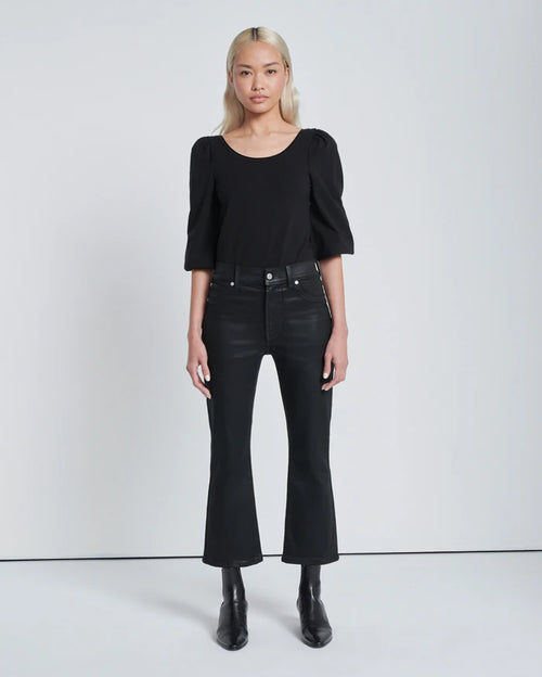 HIgh Waist Slim Kick in Coated Black