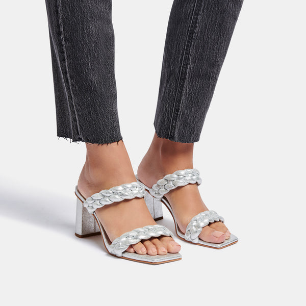 Paily Block Heel in Silver Metallic