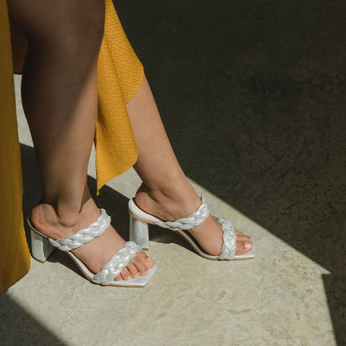 Paily Block Heel in Silver Metallic