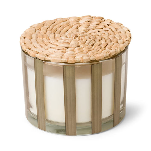 Al Fresco Striped Candle - Cotton + Teak