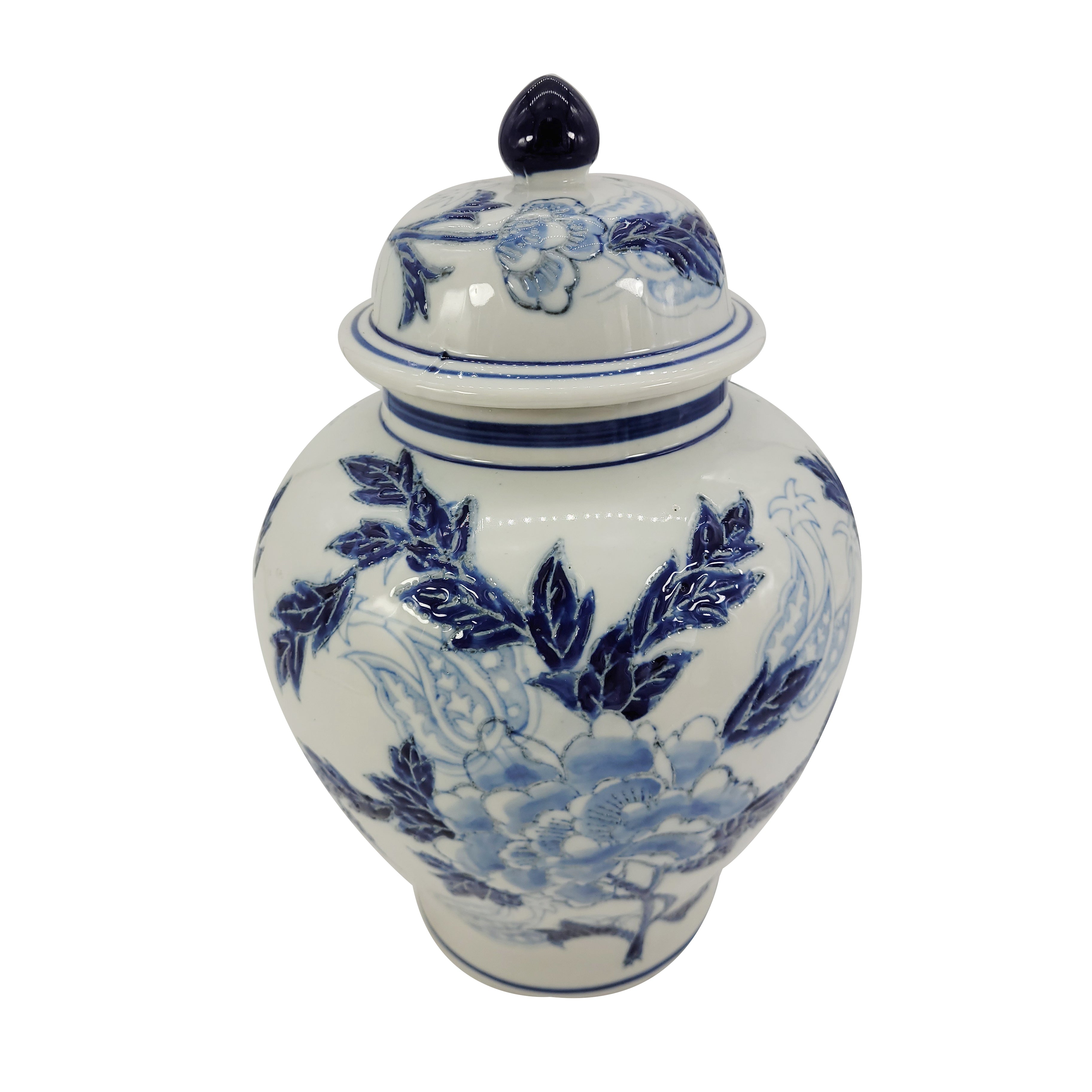 10" Blue and White Chinoiserie Jar